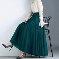 Maleah - Eleganter Faltenrock in Dunkelgrün