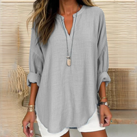 Eliza - Komfortable V-Ausschnitt-Bluse in Grau