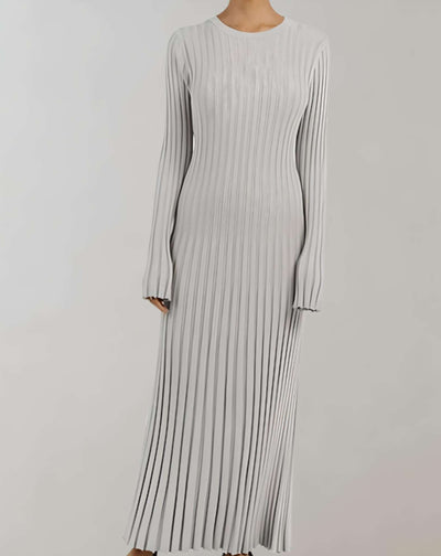 Adley - Langes figurbetontes Kleid mit Rundhalsausschnitt und Rippstrick Kleid