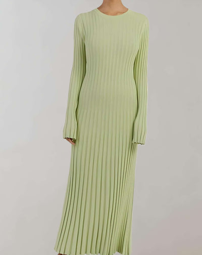 Adley - Langes figurbetontes Kleid mit Rundhalsausschnitt und Rippstrick Kleid