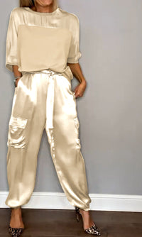 Agathe- Elegantes 2-teiliges Damen-Set in Aprikose
