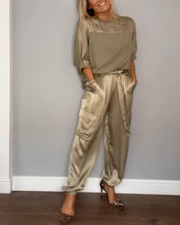 Agathe- Elegantes 2-teiliges Damen-Set in Gold