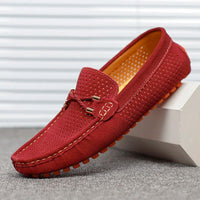 Jürgen | Herren atmungsaktive Leder-Loafer in Rot