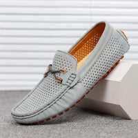Jürgen | Herren atmungsaktive Leder-Loafer in Grau
