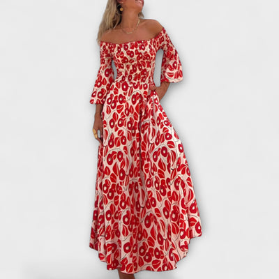 Bella - Off-Shoulder Kleid mit Meeresblumen