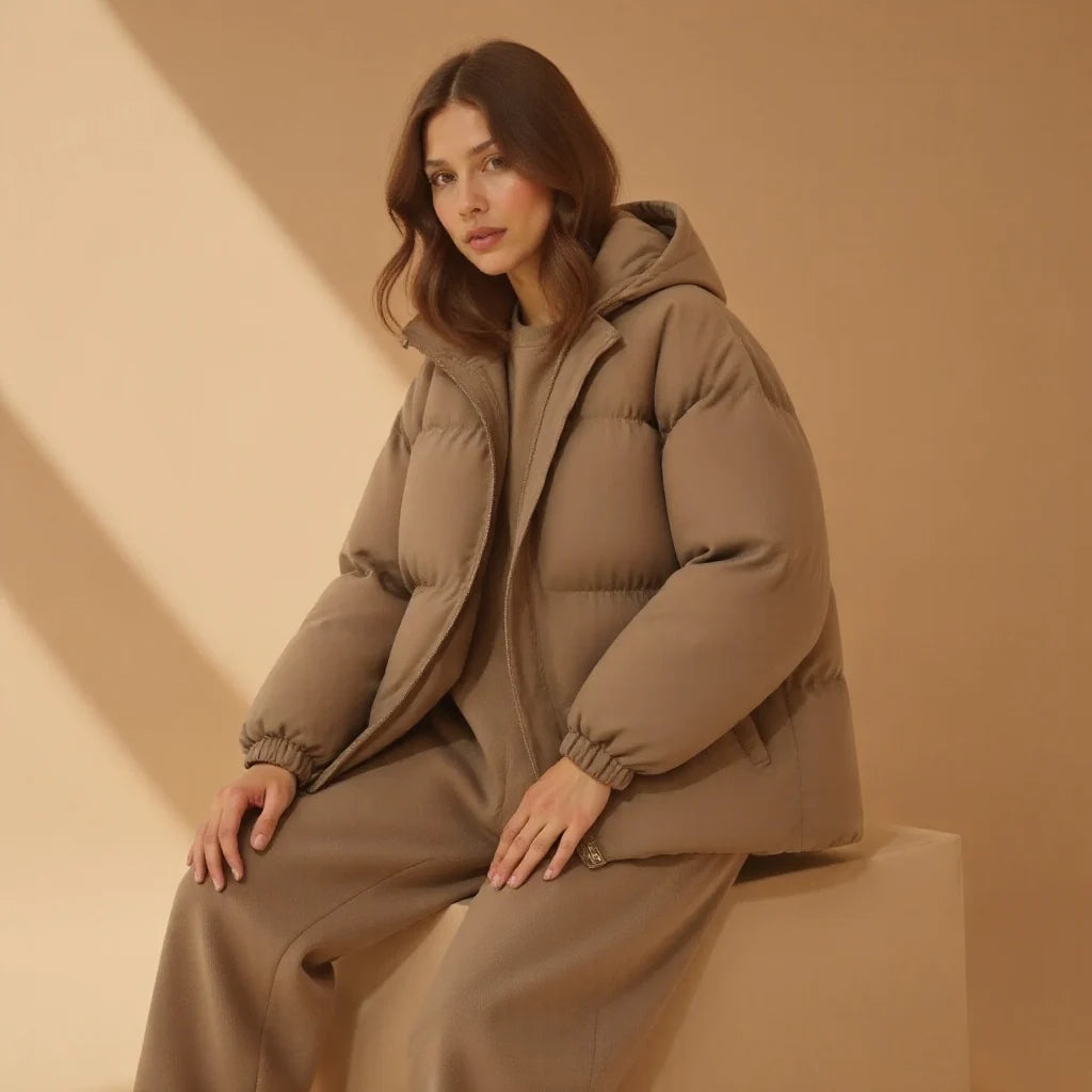 Amelie | Elegante Puffer Winterjacke für Damen Mit Kapuze