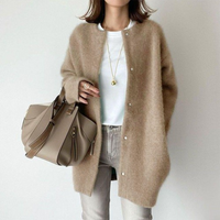 Damen Mantel Mit Knopfleiste | Winter Lang in Khaki