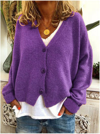 Anne | Warme Zeitlose Strickjacke in Lila