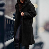 Kuschelig-elegante Kapuzenjacke - Arabella in Schwarz