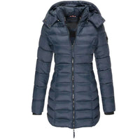 Langer Wintermantel für Frauen - Armine in Blau