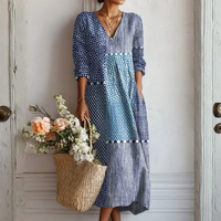 Ava | Retro Leinenkleid in Mehrfarbig
