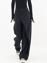Asymmetrische Weite Damenhose mit Doppelknoten – Noa in Schwarz