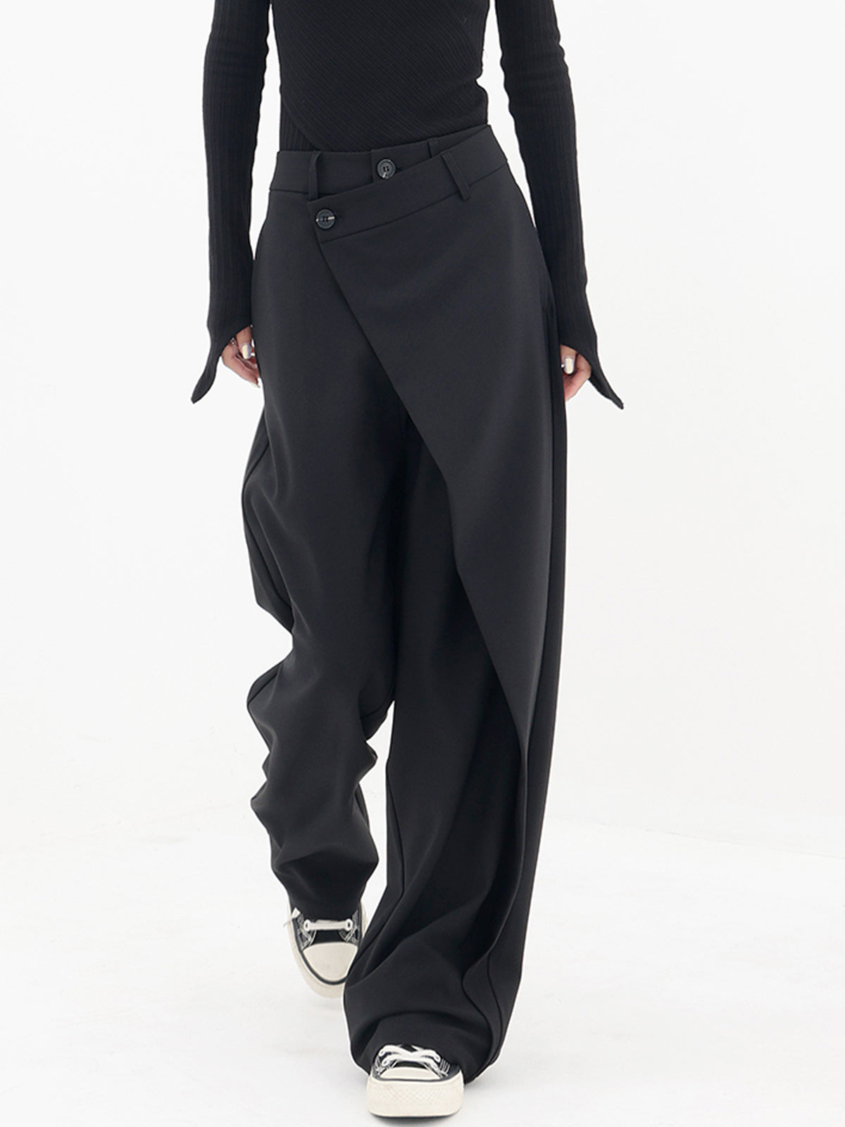 Asymmetrische Weite Damenhose mit Doppelknoten – Noa