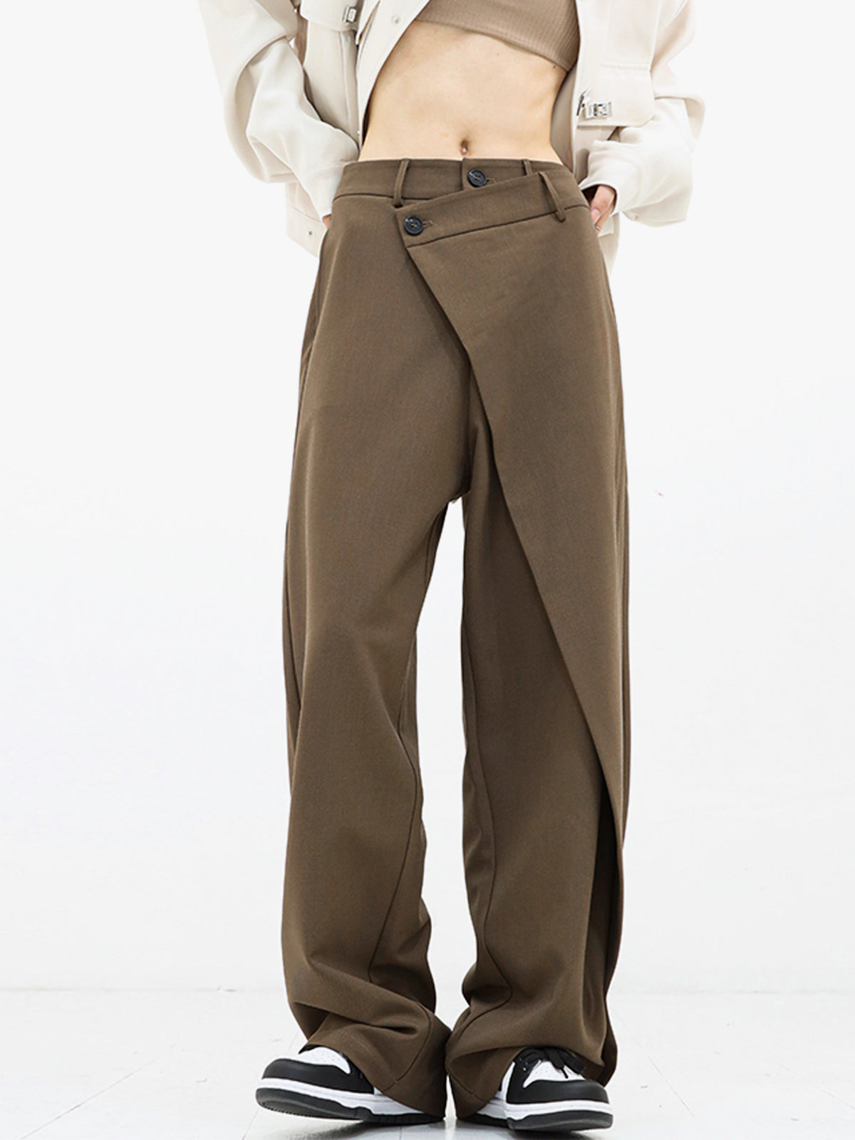 Asymmetrische Weite Damenhose mit Doppelknoten – Noa