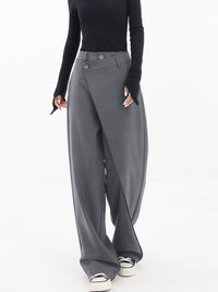 Asymmetrische Weite Damenhose mit Doppelknoten – Noa in Grau