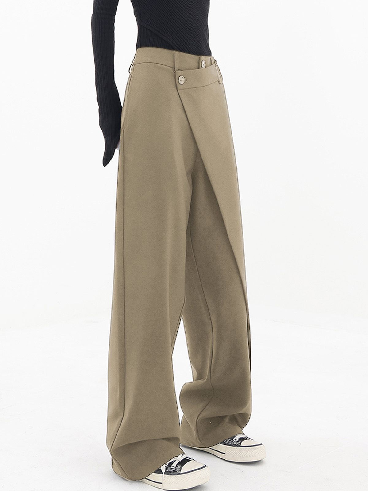 Asymmetrische Weite Damenhose mit Doppelknoten – Noa