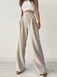 Damen Hohe Taille Seitliche Bindung Chino Hose in Beige
