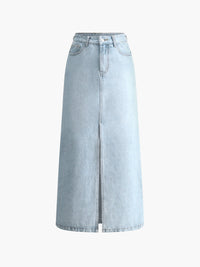 Damen Hoher Taille Jeansrock in Hellblau