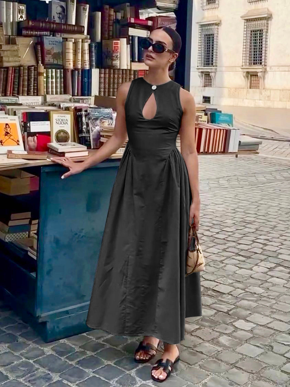 Hilary - Bohemio Langes Kleid mit Ausschnitt