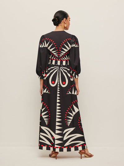 Dinah - Boho Print Kleid mit geteiltem V-Ausschnitt