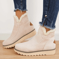 Winterschuhe Damen | Knöchelhoch mit Mittlerer Sohle und Fellbesatz in Beige
