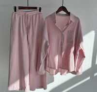 Madeleine - Sommerset aus Leinen in Rosa