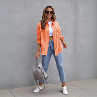 Modische Jeansjacke für Frauen - Billie in Orange