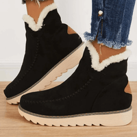 Winterschuhe Damen | Knöchelhoch mit Mittlerer Sohle und Fellbesatz in Schwarz