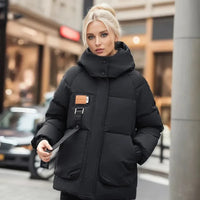 Damen Winter Daunenjacke mit Kapuze – Stylische, warme Pufferjacke für kalte Tage in Schwarz