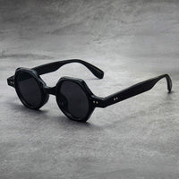 Achteckige Retro-Sylvesterbrille in Obsidianschwarz