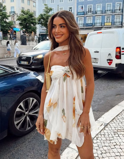 Kyrie | Chiffon Minikleid Mit Schalband Cocktailkleid