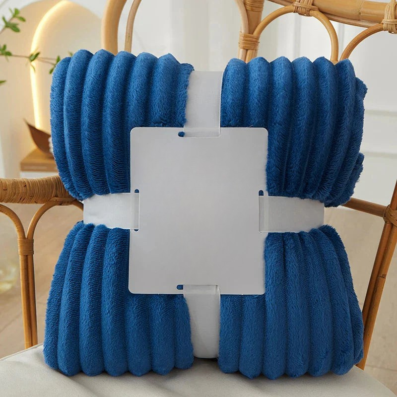 Breit gestreifte Flanell-Fleecedecke – warm für Herbst und Winter, ideal als Bettdecke oder Kuscheldecke