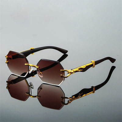 Rahmenlose Retro-Leopardenbrille