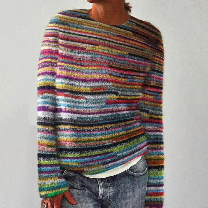 Christina | Bunter Grobstrick pullover aus Baumwolle