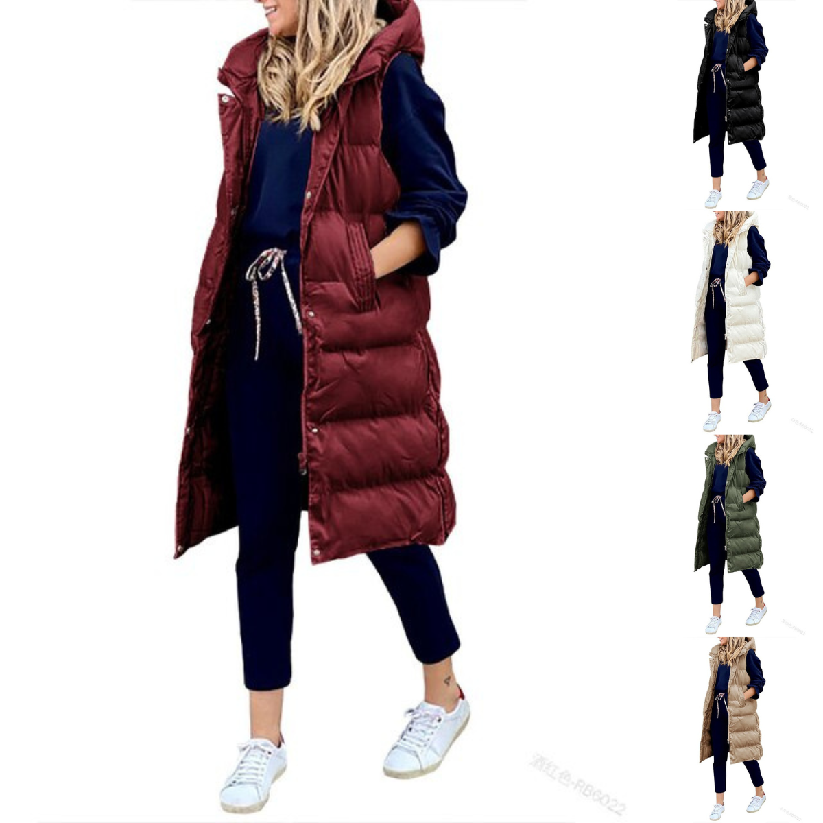 Lange Damen Steppweste mit Kapuze – Modische, warme Weste für Herbst und Winter, ideal für Layering und Freizeitoutfits