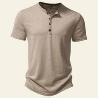 Anthony | Herren Lässiges Geknöpftes Kurzarm Henley Shirt in Khaki