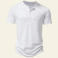 Anthony | Herren Lässiges Geknöpftes Kurzarm Henley Shirt in Weiß