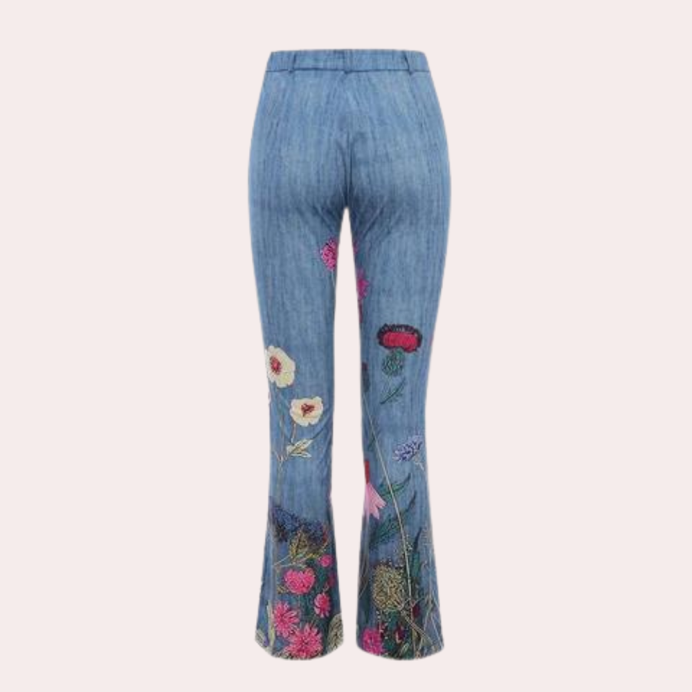 Jeans mit Blumenstickerei für Damen