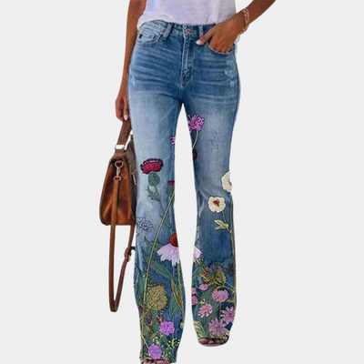 Jeans mit Blumenstickerei für Damen