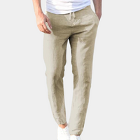 Herren Gerades Bein mit Seitentaschen Leinenhose in Khaki