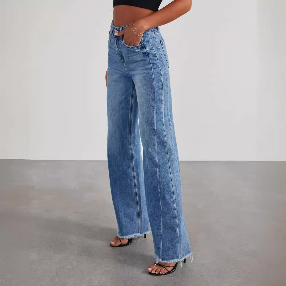 Blaue Weite Jeans für Damen