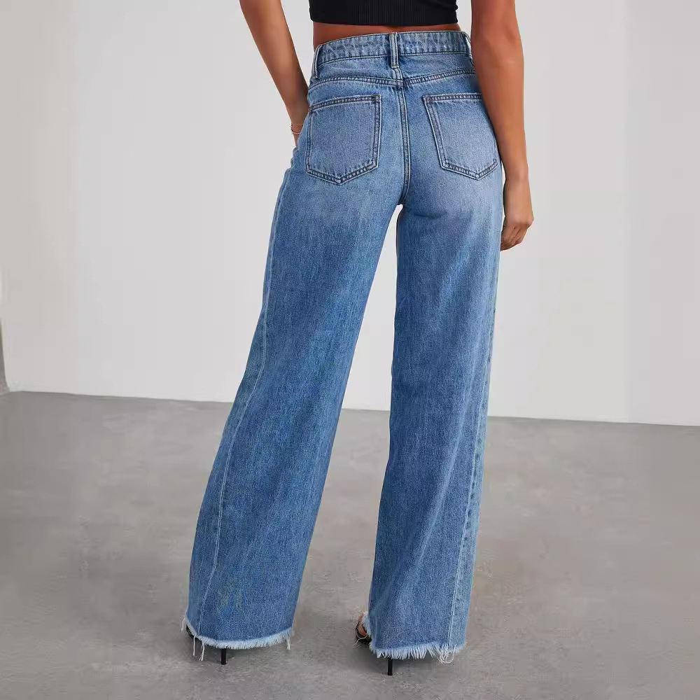 Blaue Weite Jeans für Damen