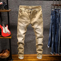 Herren Lang Jeans mit Taschen in Khaki