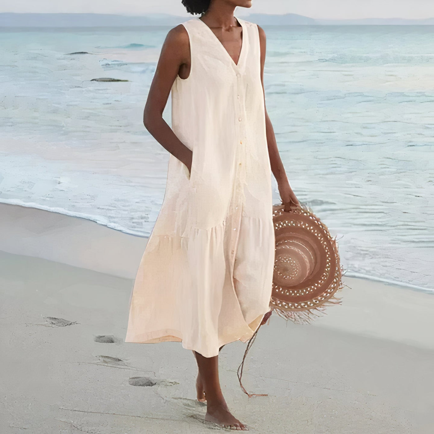 Strandkleid aus Leinen für Damen