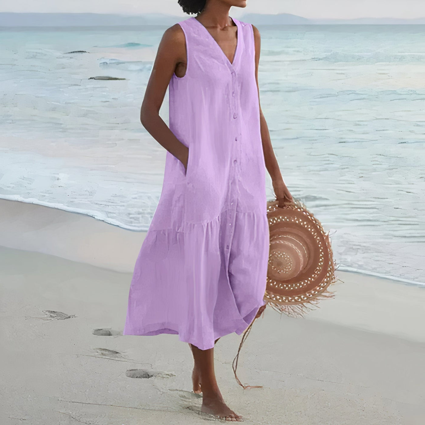 Strandkleid aus Leinen für Damen