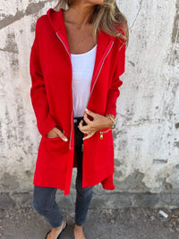 Lässiger Zip-Hoodie für Frauen - Carlie in Rot