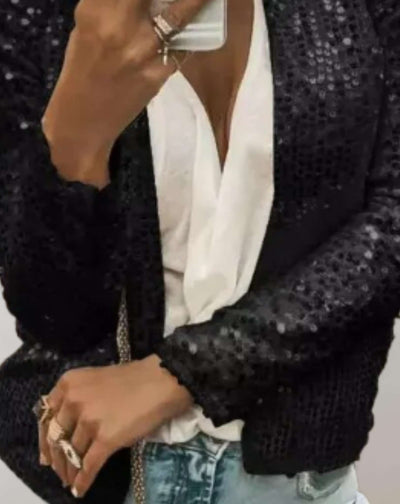 Claire - Glänzender und glitzernder offener Pullover Sweater