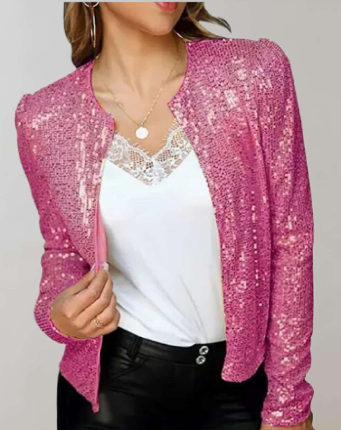 Claire - Glänzender und glitzernder offener Pullover Sweater