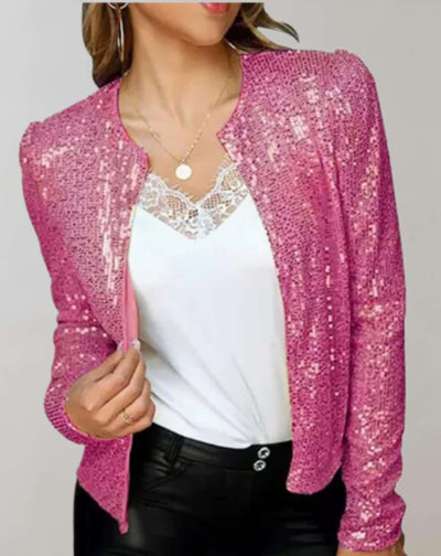 Claire - Glänzender und glitzernder offener Pullover Sweater