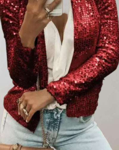 Claire - Glänzender und glitzernder offener Pullover Sweater